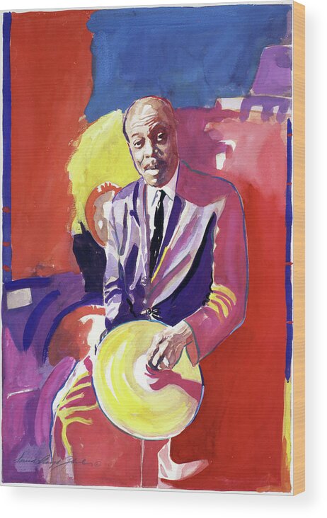 Jazz Wood Print featuring the painting Papa Jo Jones by David Lloyd Glover