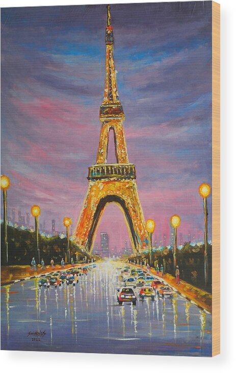 Living Room Wood Print featuring the painting Paris of my Dreams by Olaoluwa Smith