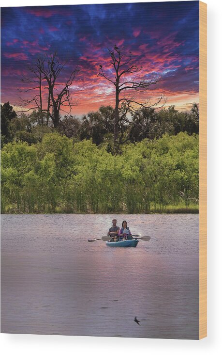 Water Wood Print featuring the photograph Peaceful Fishing on Braden River by Richard Goldman