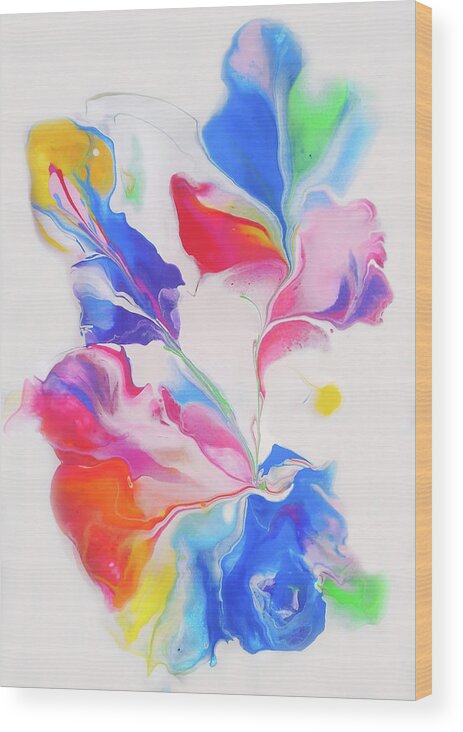 Rainbow Colors Wood Print featuring the painting Petals 3 by Deborah Erlandson