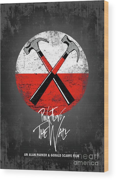 Movie Poster Wood Print featuring the digital art Pink Floyd The Wall by Bo Kev