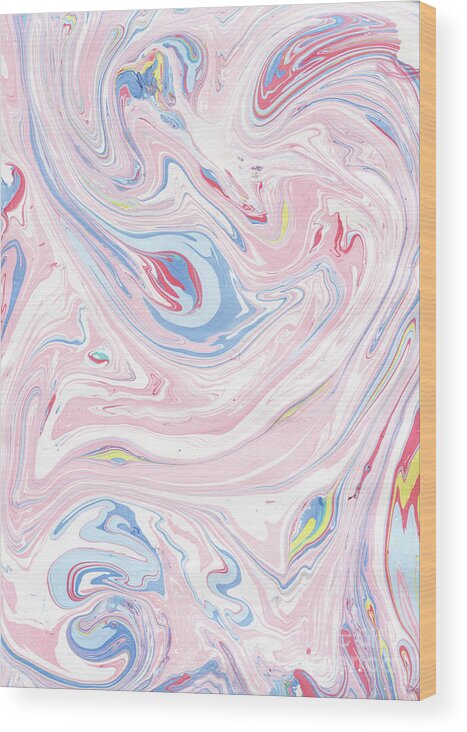 Marble Wood Print featuring the painting Pink Marble Pastel Blush Painting by Modern Art