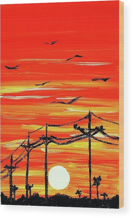  Wood Print featuring the painting Power Lines by Amy Kuenzie