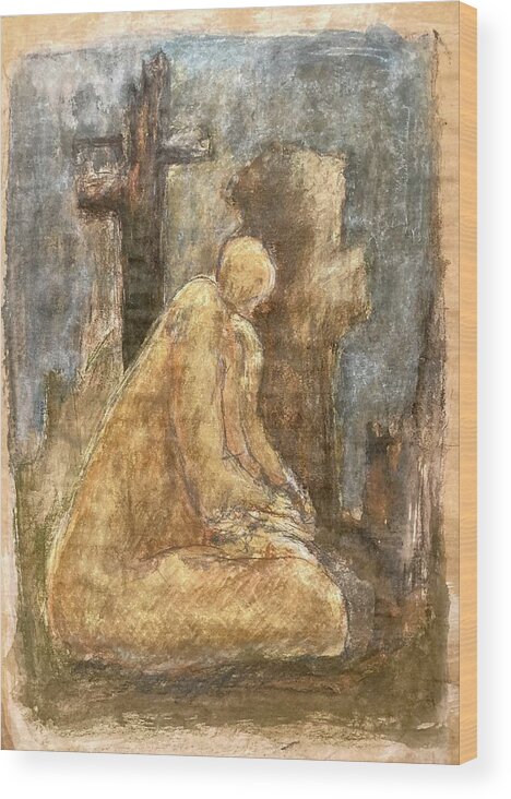 Mindfulness Wood Print featuring the painting Prayer by David Euler