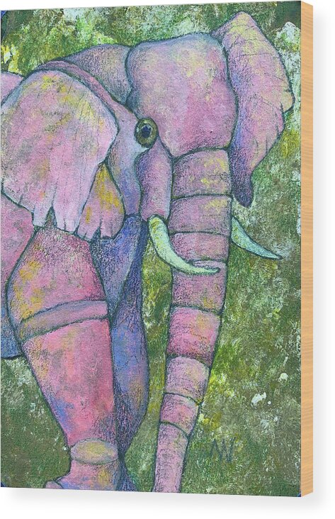 Pink Wood Print featuring the photograph Pretty in Pink Elephant by AnneMarie Welsh