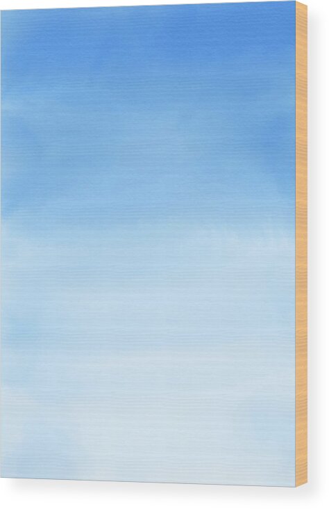 Pure And Pristine Wood Print featuring the digital art Pure and Pristine - Minimal Abstract Painting - Blue and White by Studio Grafiikka