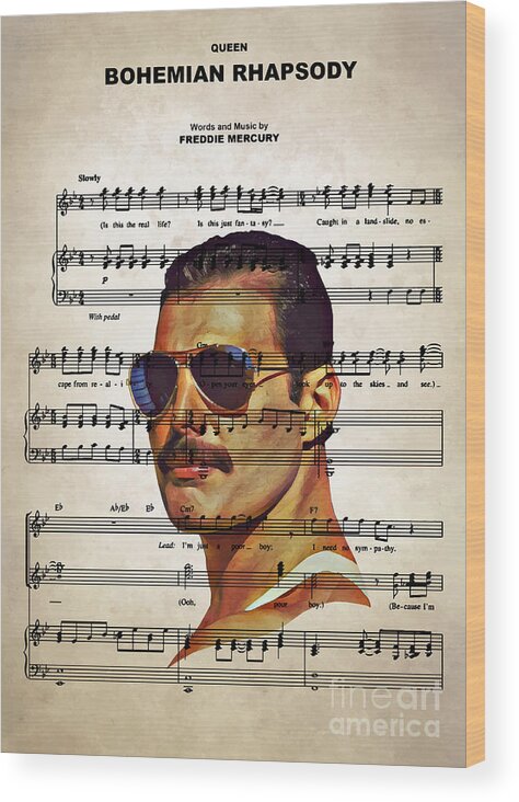 Queen Wood Print featuring the digital art Queen - Bohemian Rhapsody by Bo Kev