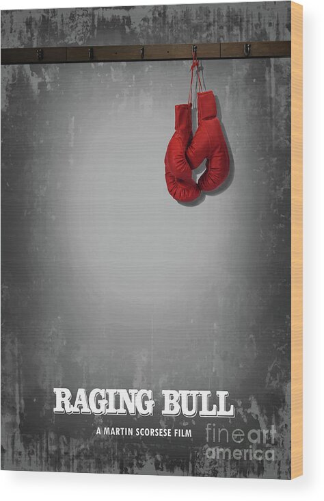 Movie Poster Wood Print featuring the digital art Raging Bull by Bo Kev