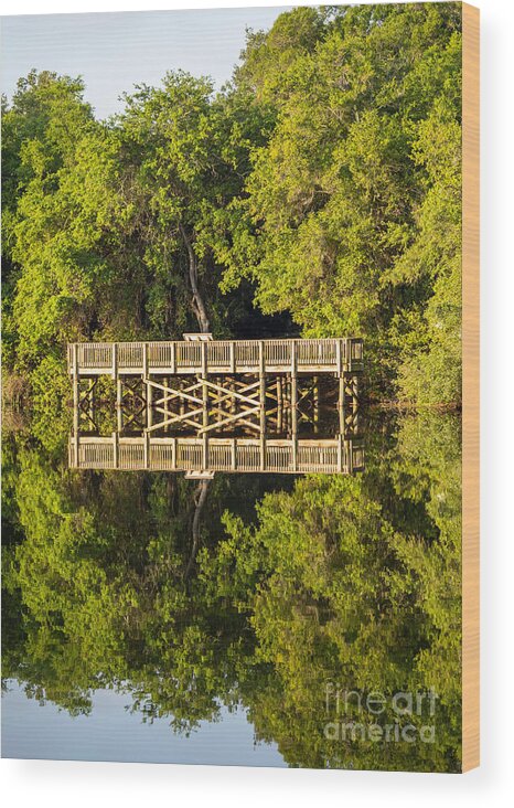 Pier Wood Print featuring the photograph Reflections on Eagle Lake in the Morning by L Bosco