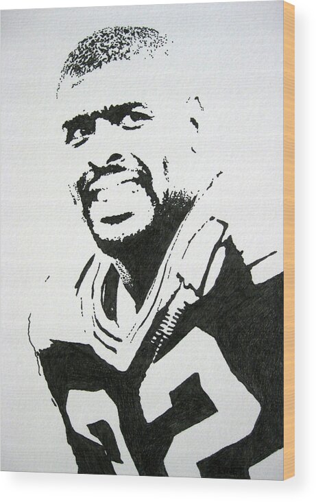 Reggie White Wood Print featuring the drawing Reggie by Lynet McDonald