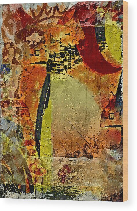 Abstracts Wood Print featuring the digital art Riverbank wilds at dawn abstract by Silver Pixie