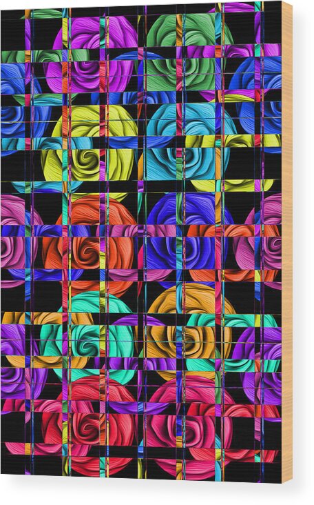 Abstract Wood Print featuring the digital art Rose Trellis Abstract by Ronald Mills