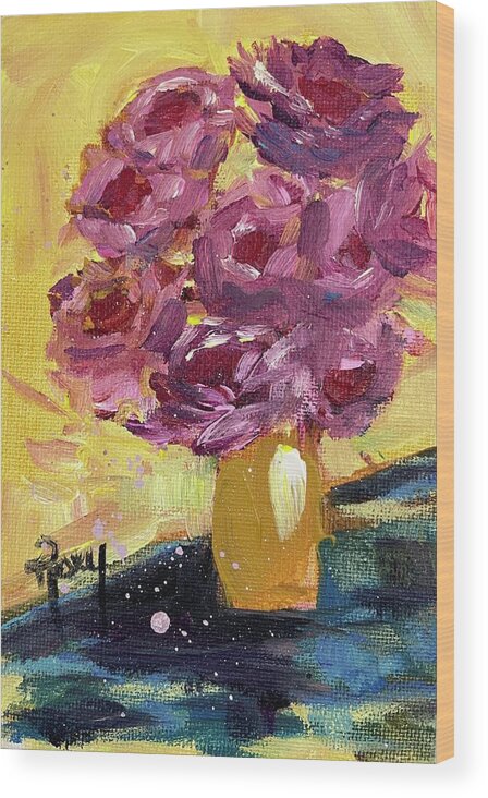 Roses Wood Print featuring the painting Roses on a Sunny Day by Roxy Rich
