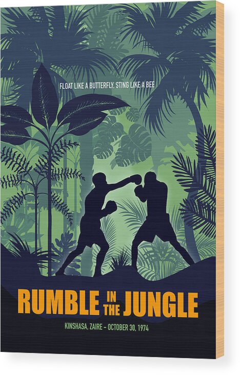 Movie Poster Wood Print featuring the digital art Rumble in the Jungle - Alternative Movie Poster by Movie Poster Boy