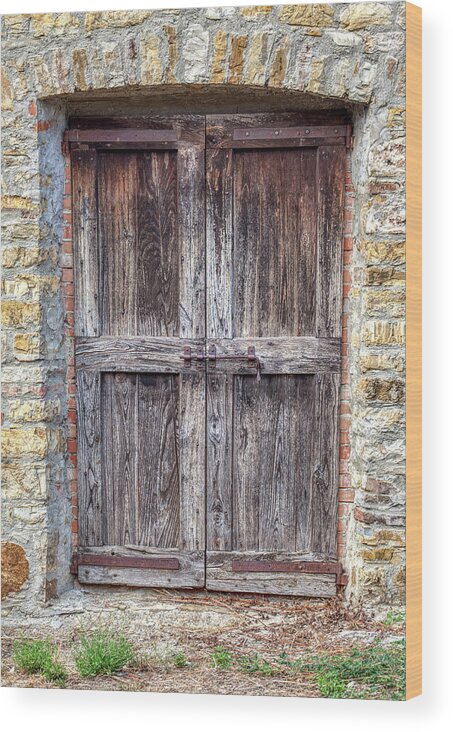 Door Wood Print featuring the photograph Rustic Weathered Brown Wood Door by David Letts