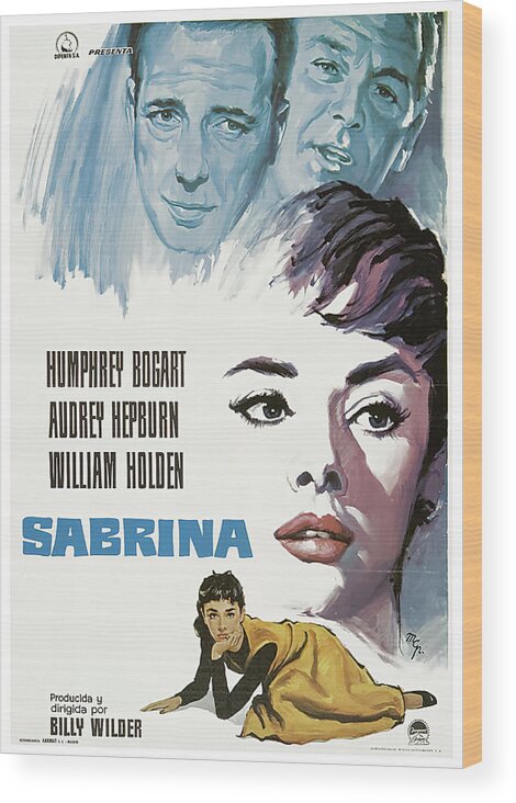 Mcp Wood Print featuring the mixed media ''Sabrina'', 1954 - art by MCP by Movie World Posters