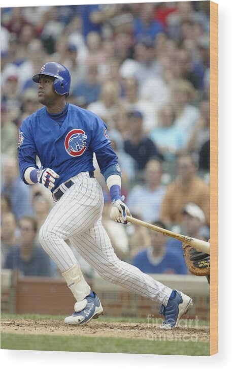 Motion Wood Print featuring the photograph Sammy Sosa by Ron Vesely