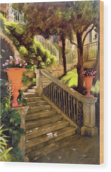 Shady Wood Print featuring the painting Shady Steps by Joel Smith