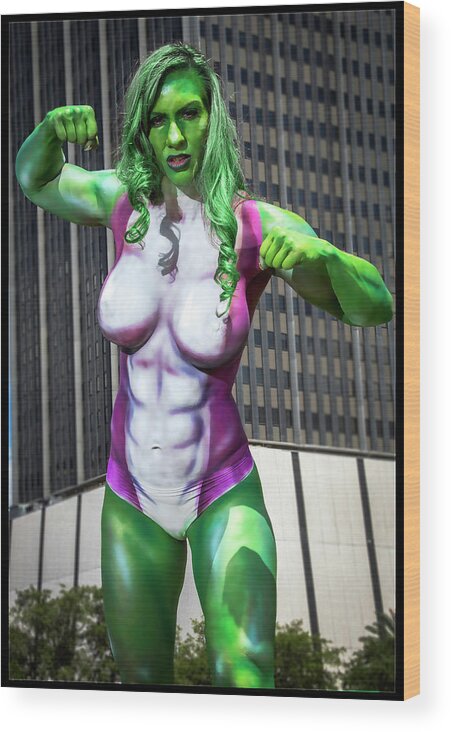 Cosplay Wood Print featuring the photograph She-Hulk #2 by Christopher W Weeks