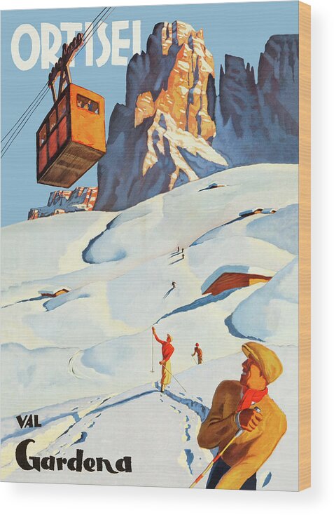 Ortisei Wood Print featuring the digital art Ski Track at Ortisei, Val Gardena by Long Shot