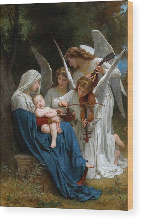 William Adolphe Bouguereau Wood Print featuring the painting Song of the Angels, 1881 by William-Adolphe Bouguereau
