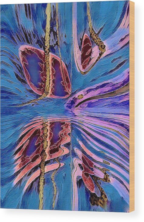 Abstract Wood Print featuring the digital art Soothing currents reflection abstract by Silver Pixie