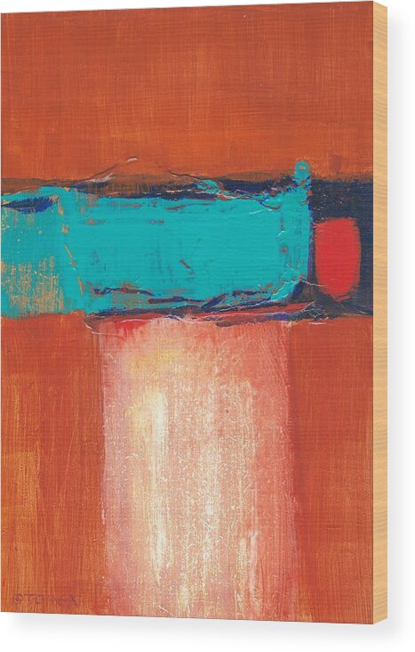 Southwestern Abstract Wood Print featuring the painting Southwestern Abstract by Bill Tomsa