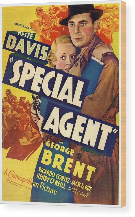 Special Wood Print featuring the mixed media ''Special Agent'', 1949, movie poster by Movie World Posters