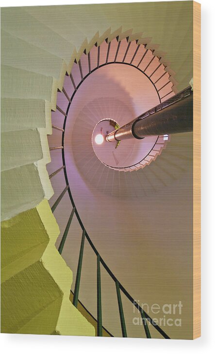Spiral Staircase Wood Print featuring the photograph Spiral staircase inside Flamborough Lighthouse, Yorkshire, England by Neale And Judith Clark