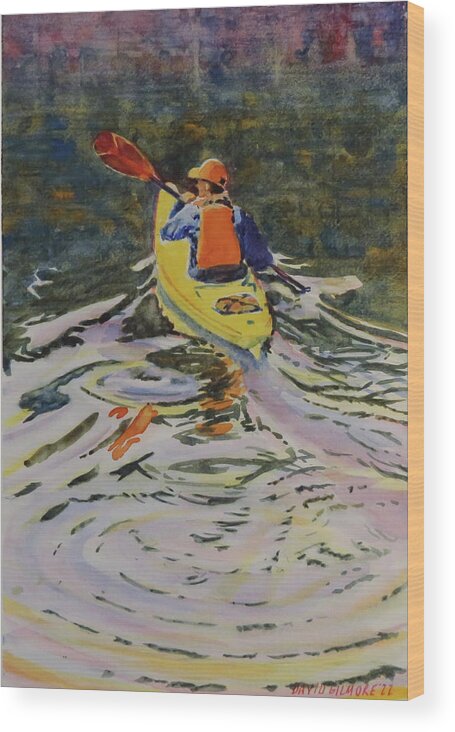 Spring Wood Print featuring the painting Spring Paddle on Parrott's Bay by David Gilmore