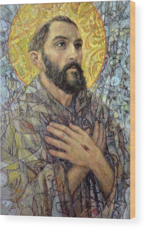 Saint Wood Print featuring the painting St. Francis of Assisi by Cameron Smith