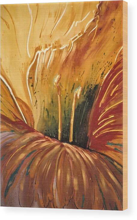 Flowers Wood Print featuring the painting Stamens by Mark Lore