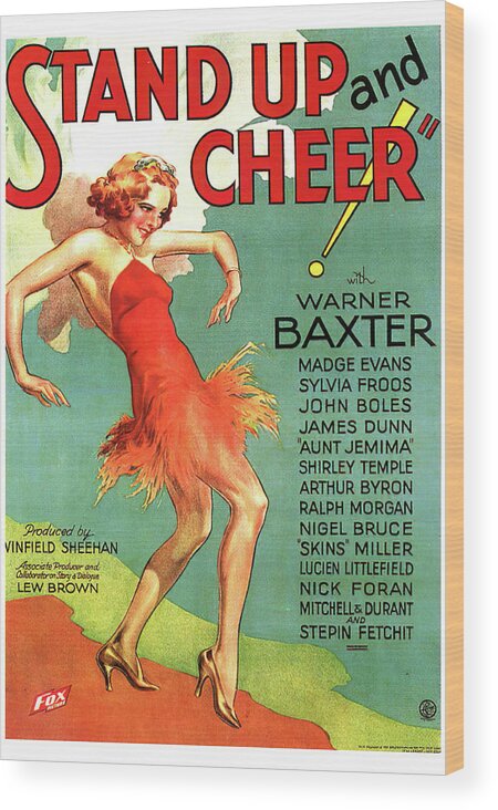 Stand Wood Print featuring the mixed media ''Stand Up and Cheer'', 1934 by Movie World Posters