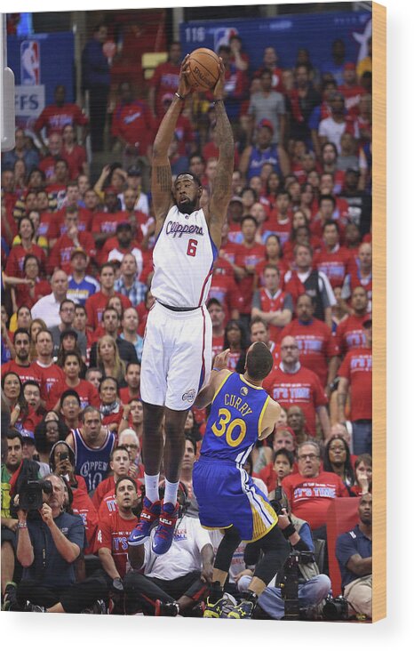 Playoffs Wood Print featuring the photograph Stephen Curry and Deandre Jordan by Stephen Dunn