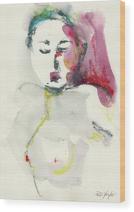 Watercolour Nude Wood Print featuring the painting Studio Nude I by Roxanne Dyer
