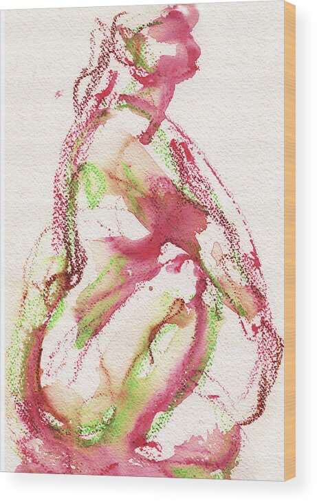 Abstract Nude Watercolour Wood Print featuring the painting Studio Nude IV Detail by Roxanne Dyer