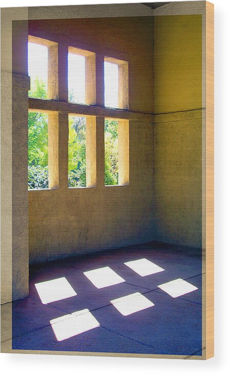 Architecture Wood Print featuring the photograph Sun Thru Windows Adobe Architecture by Patrick Malon