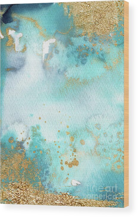 Sunbaked Mint Wood Print featuring the painting Sunbaked Mint And Gold by Garden Of Delights
