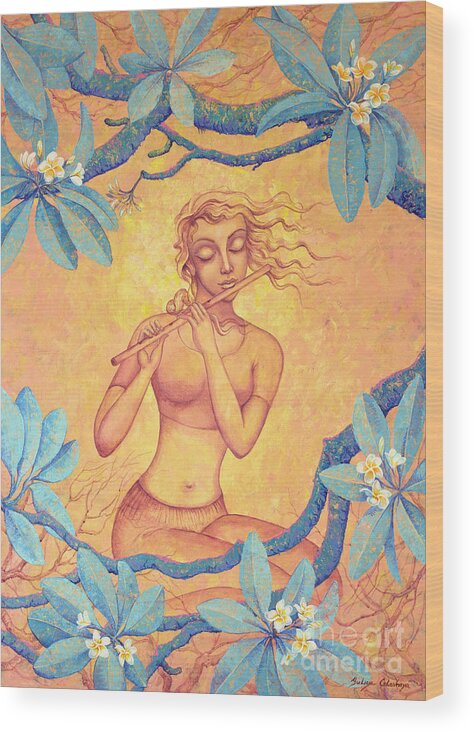 Flute Wood Print featuring the painting The flute by Yuliya Glavnaya