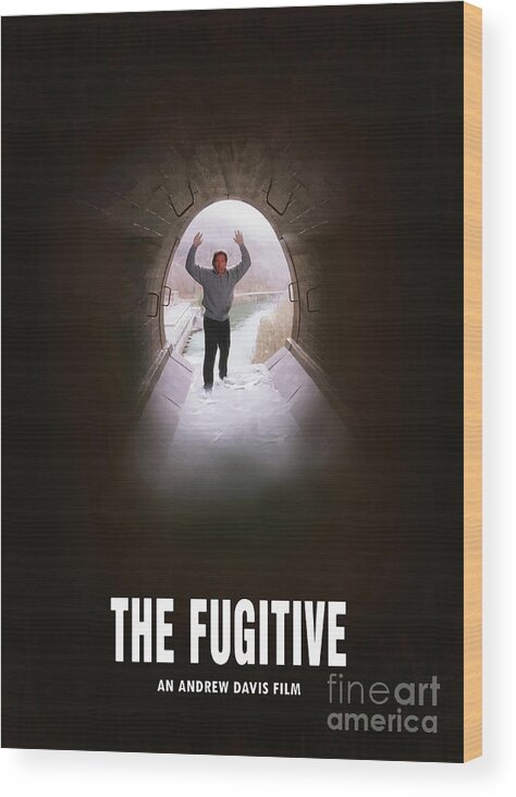 Movie Poster Wood Print featuring the digital art The Fugitive by Bo Kev