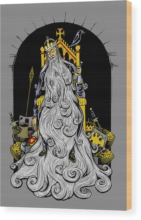 King Wood Print featuring the drawing The King Under the Mountain by Jonathan Pageau