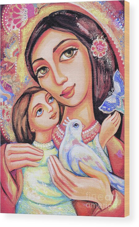 Mother And Child Wood Print featuring the painting The Miracle of Love by Eva Campbell