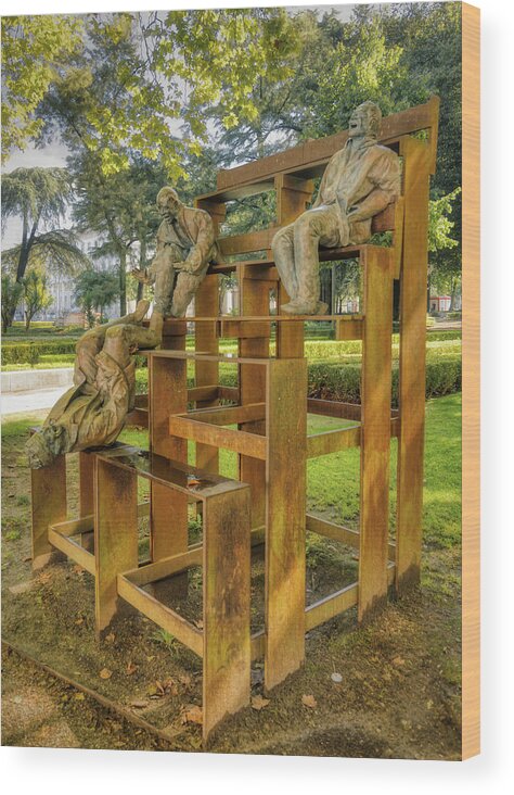 Garden Wood Print featuring the photograph The mocking sculptures Set 3 by Micah Offman