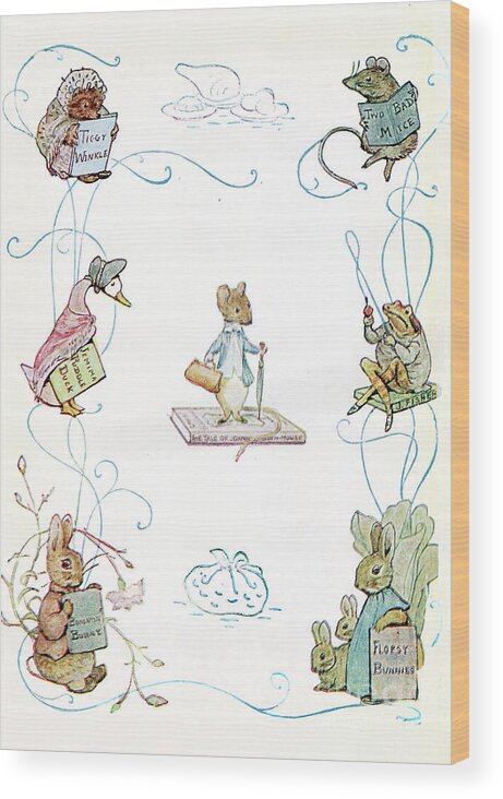  Wood Print featuring the painting The Tale of Peter Rabbit ab40 by Historic Illustrations