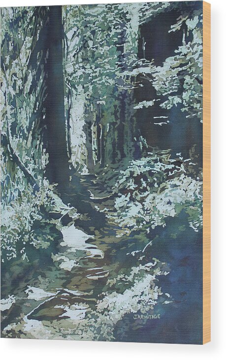 Woods Wood Print featuring the painting The Well Rooted Trail by Jenny Armitage