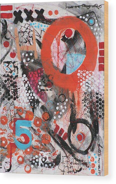 Graffiti Abstract Wood Print featuring the painting Time-Out by Jean Clarke