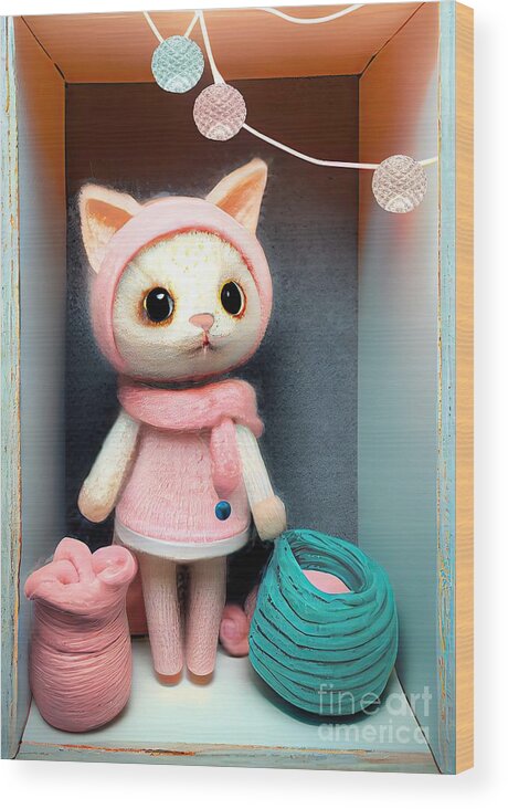 Little Knitted Animals Wood Print featuring the digital art Tiny Littles II by Mindy Sommers