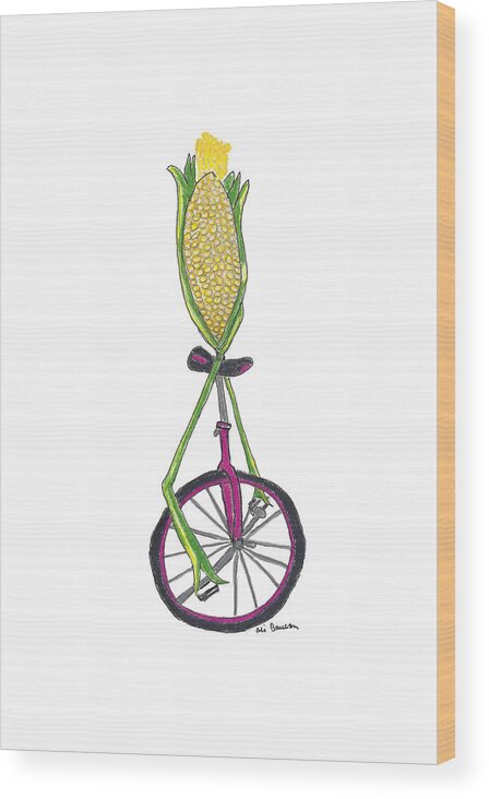 Corn Wood Print featuring the drawing Uni-Corn by Ali Baucom