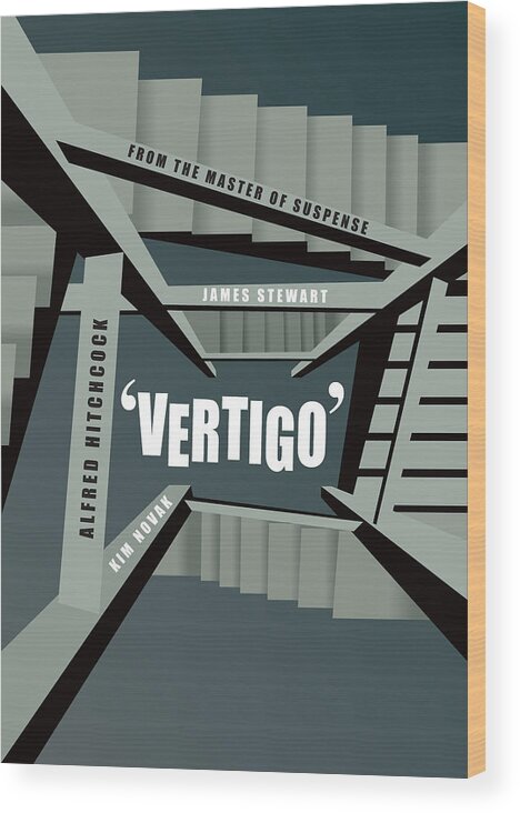 Movie Poster Wood Print featuring the digital art Vertigo - Alternative Movie Poster by Movie Poster Boy