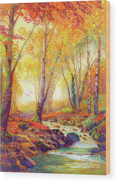 Landscape Wood Print featuring the painting Water of Life by Jane Small